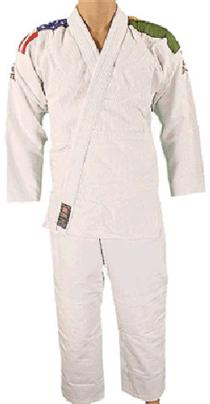 Double Weave Bleached Brazilian Jiu-Jitsu Uniform with USA and Brazil Flags